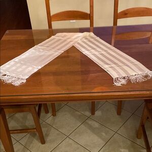 Silk  Cream Striped Scarf with Fringe
